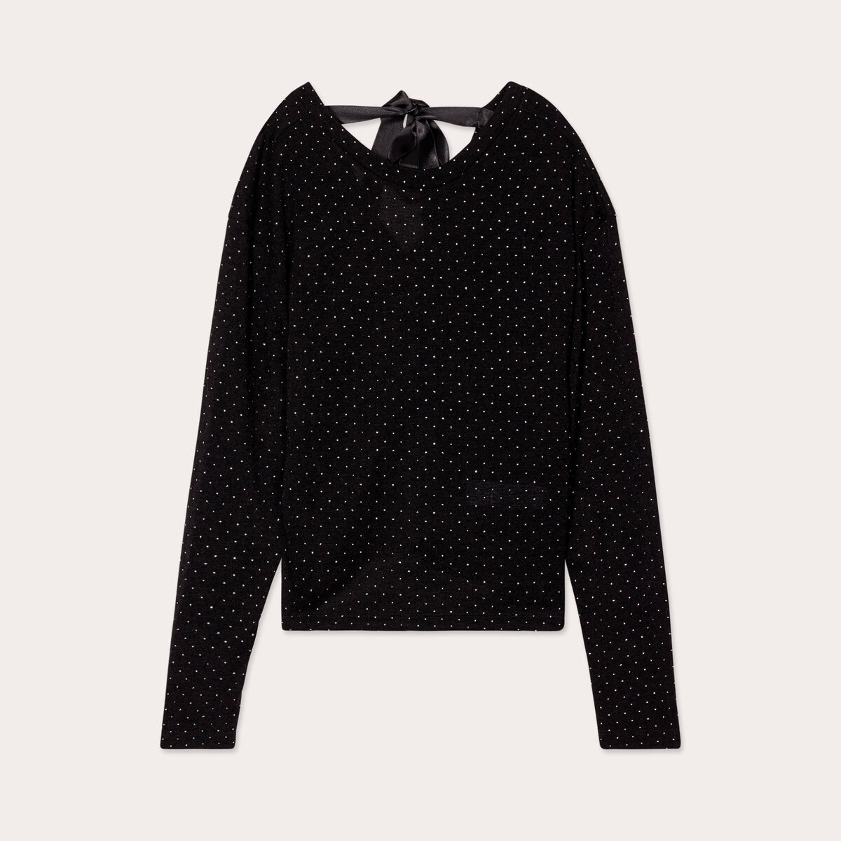 Pull avec clous et noeud noir femme