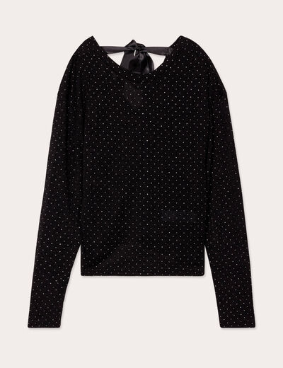 Pull avec clous et noeud noir femme