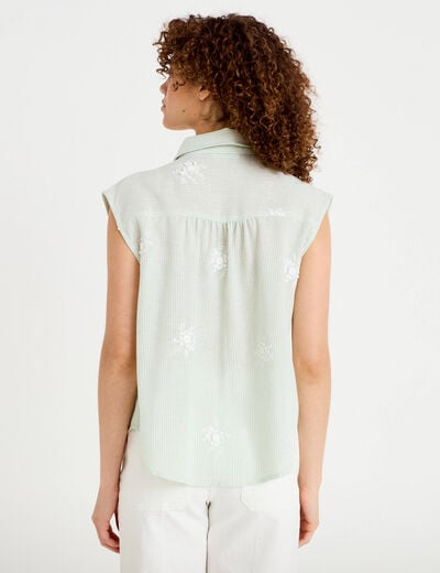 Chemise sans manches col classique vert clair femme