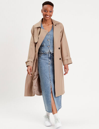 Gilet sans manches en jean denim stone femme
