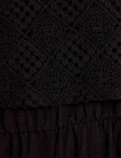 Combinaison bi-mati&egrave;re coupe large noir femme