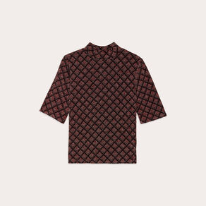 T-shirt col montant bordeaux femme