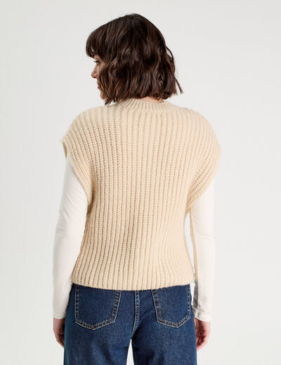 Gilet Long Femme Grande Taille - Cardigan élégant Lâche En Maille Chic, Boutons Torsadés - Beige, Noir, Blanc