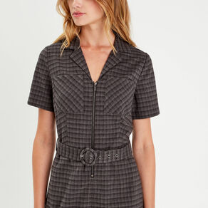 combishort ceinturee zippee gris femme Combishort ceinturée zippée gris femme