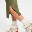 Jupe tricot midi droite vert kaki femme