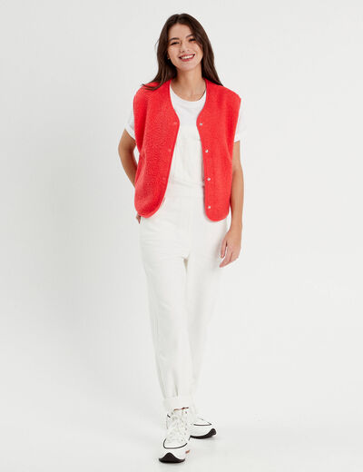 Gilet polaire sans manches rouge femme