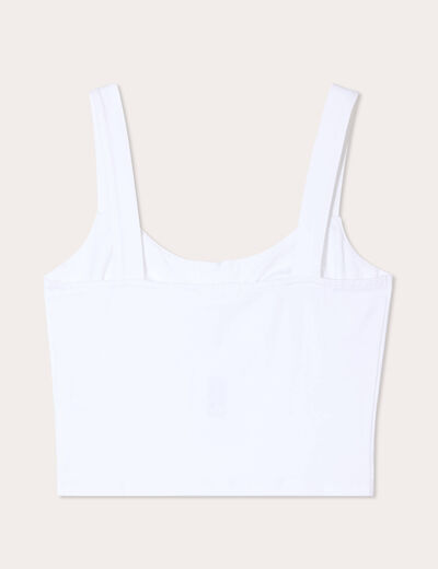 Débardeur cropped bretelles blanc femme