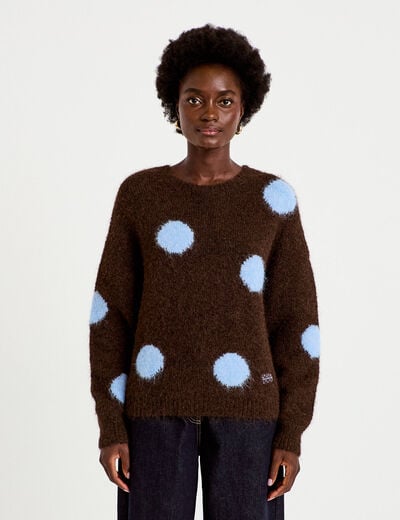 Pull manches longues marron fonc&eacute; femme
