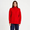 Pull col roul&eacute; manches longues rouge femme