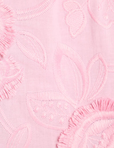 Blouse manches courtes noeuds rose poudrée femme