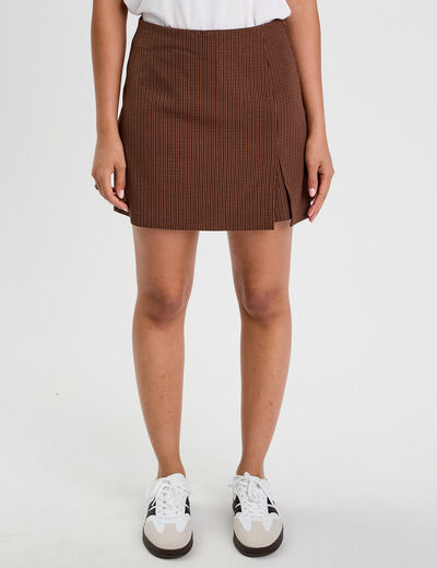 Jupe-short évasée marron foncé femme