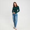 Pull torsades vert foncé femme