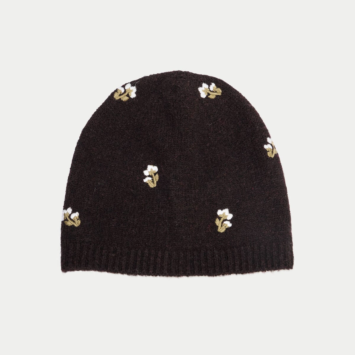 Bonnet avec broderie marron fonc&eacute; femme