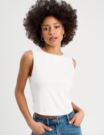 Débardeur cropped blanc femme