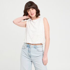 Top sans manches ecru femme
