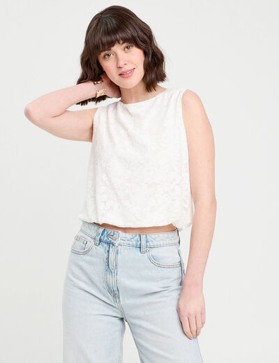 Top sans manches ecru femme