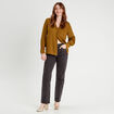 Chemise manches longues satin vert olive femme