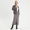 Jupe midi droite fendue gris foncé femme