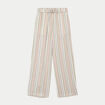 Pantalon large taille &eacute;lastiqu&eacute;e beige femme
