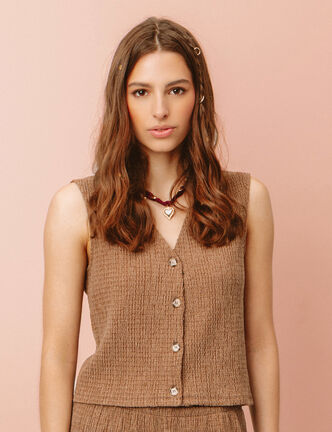 Débardeur sans manches marron femme
