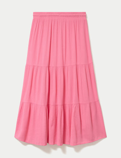 Jupe longue pliss&eacute;e &eacute;vas&eacute;e rose vif femme