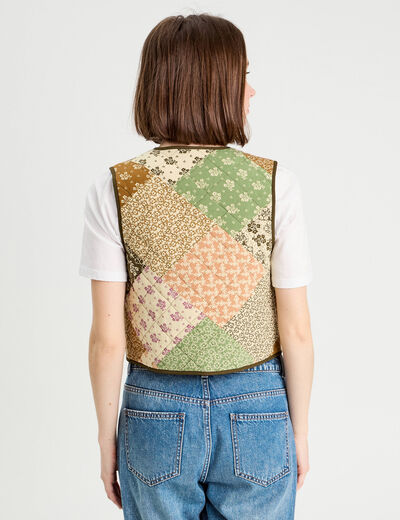 Gilet matelassé sans manches beige femme