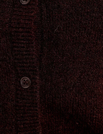 Gilet boutonn&eacute; manches longues marron fonc&eacute; femme