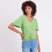 Blouse satin taille nouée vert femme