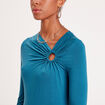 Blouse manches longues anneau bleu canard femme