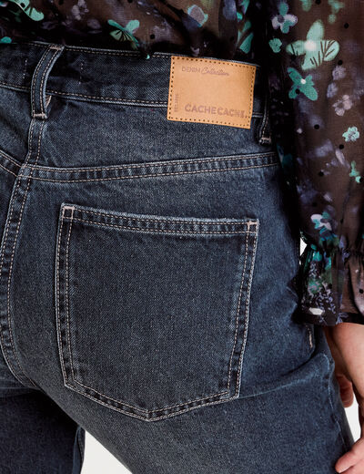 Jeans droit 5 poches denim blue black femme
