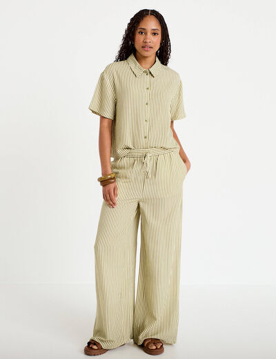 Pantalon large taille standard jaune femme