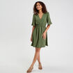 Robe évasée taille élastiquée vert kaki femme