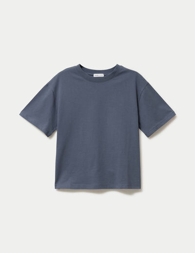 T-shirt col rond manches courtes gris femme