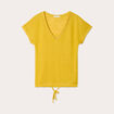 T-shirt détail noeud jaune citron femme