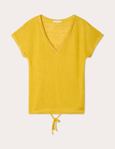 T-shirt détail noeud jaune citron femme
