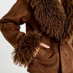 Manteau droit manches longues marron femme