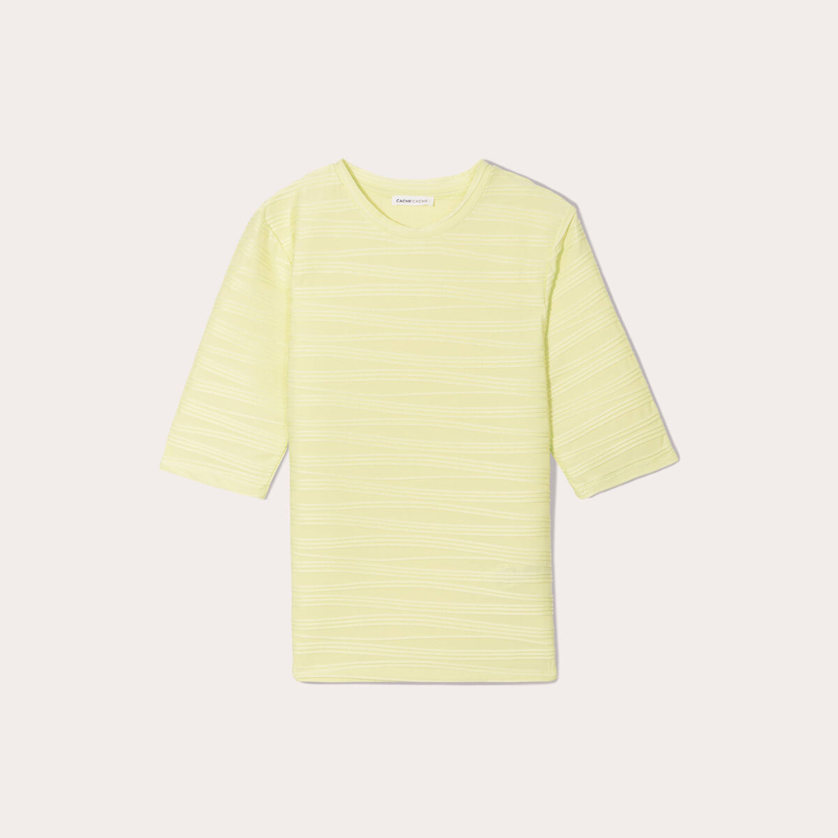 T-shirt manches courtes jaune fluo femme