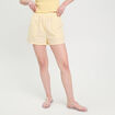 Short droit taille élastiquée jaune femme