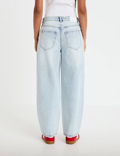 Jean barrel cropped taille standard denim bleach femme