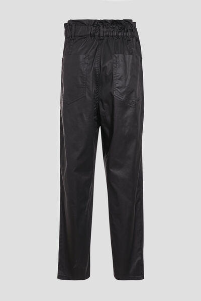 Pantalon mom enduit denim noir enduit femme