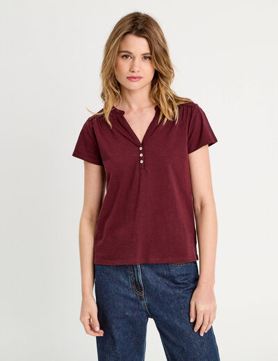 T-shirt manches courtes violet foncé femme