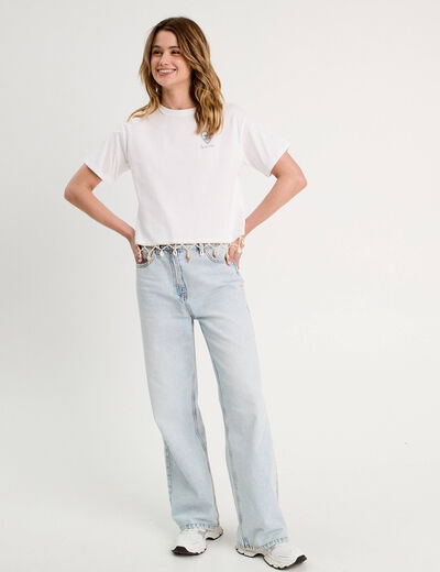 T-shirt avec coquillages blanc femme