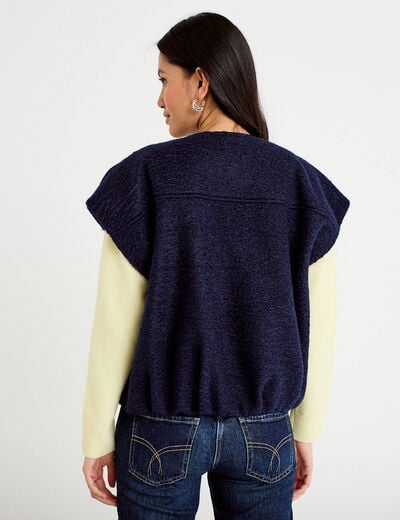 Gilet oversize sans manches col rond bleu marine femme