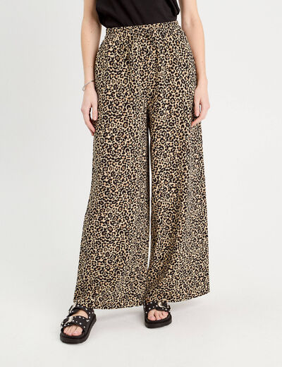 Pantalon fluide beige femme