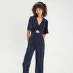 Combinaison pantalon nouée bleu marine femme