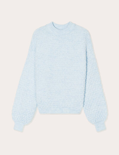 Pull col montant bleu pastel femme