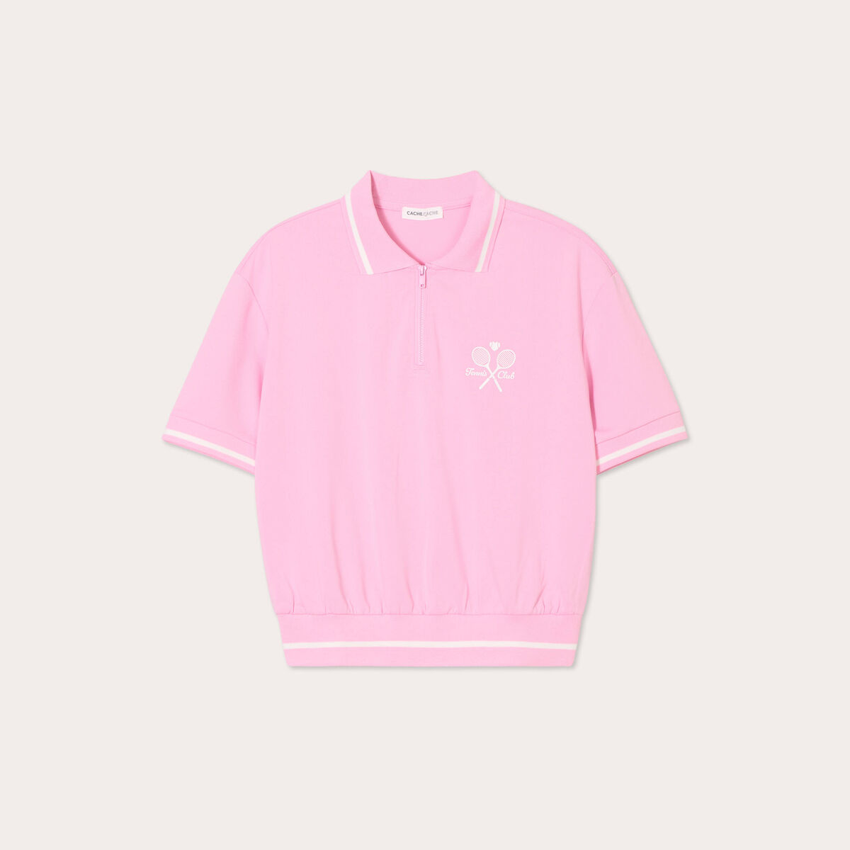 Polo manches courtes rose femme