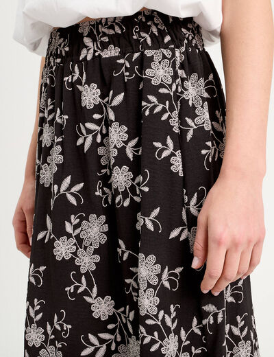 Jupe longue évasée noir femme