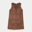Robe droite courte sans manches col rond marron femme