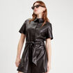 Robe moulante simili cuir noir femme